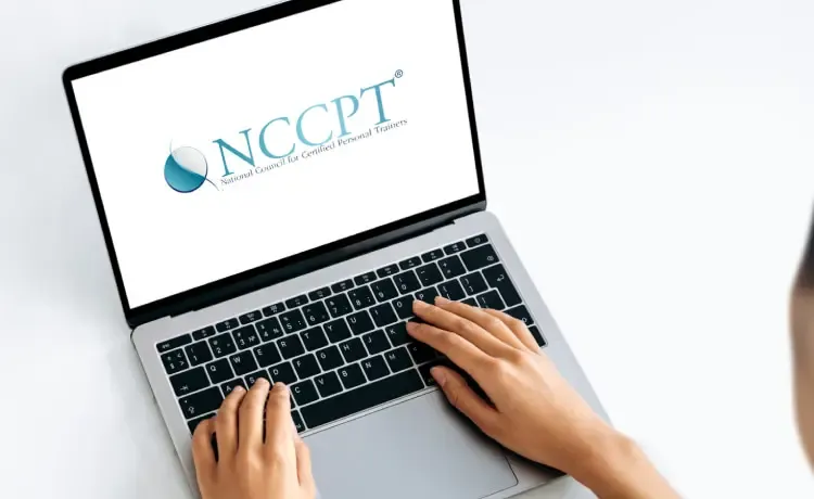 NCCPT exam displayed on laptop screen.