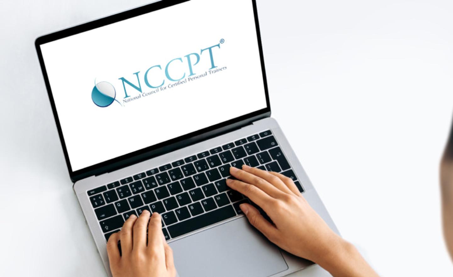 NCCPT exam displayed on laptop screen.