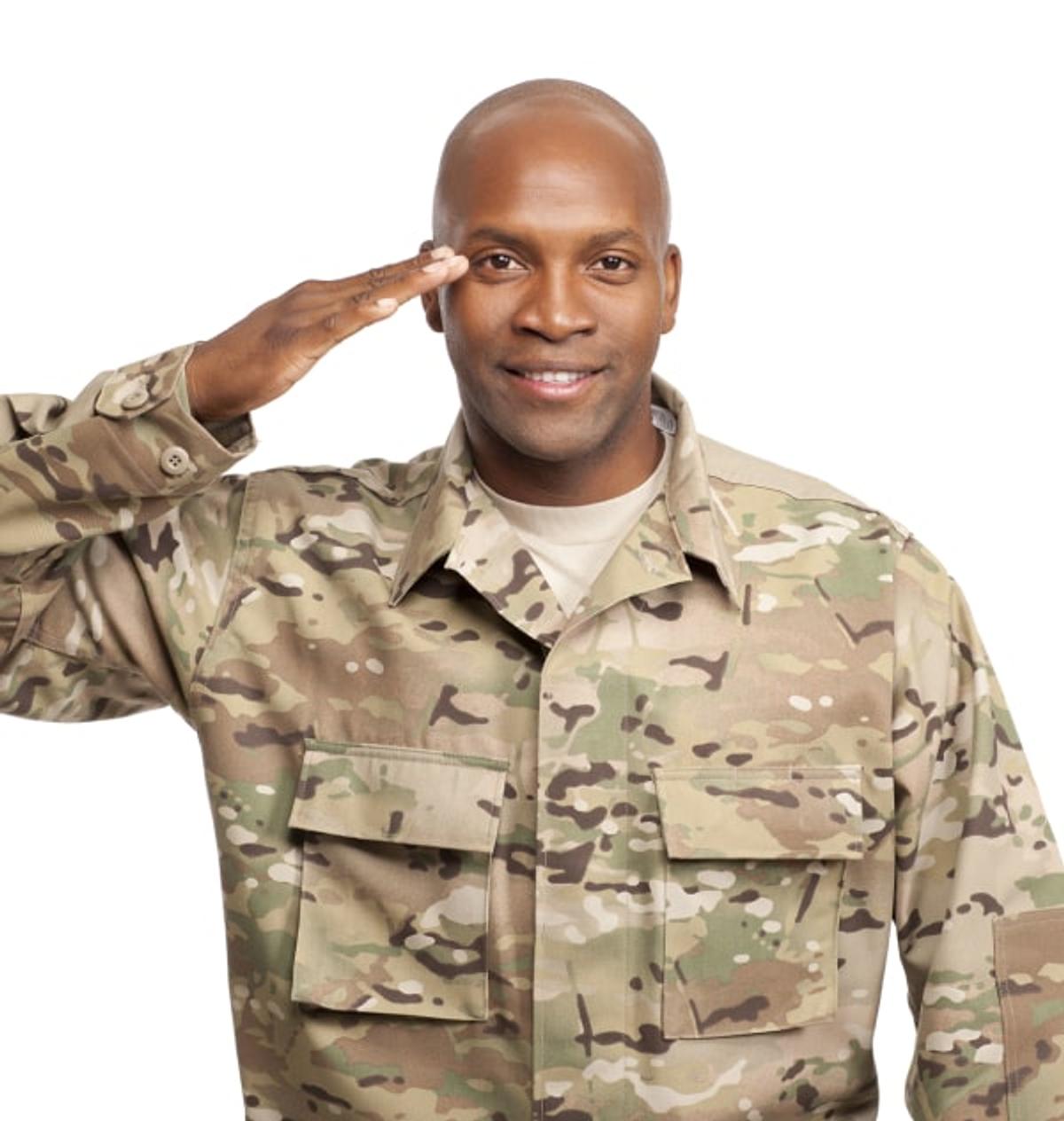 Military Member saluting.